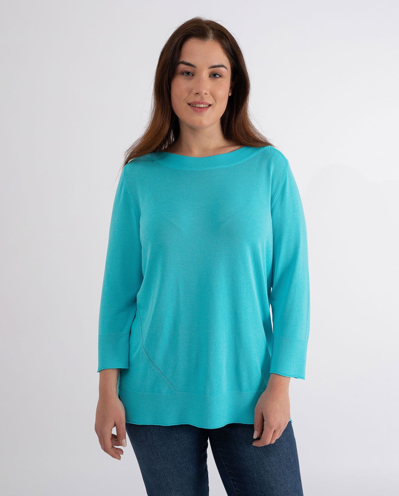 TURQUOISE BOAT NECK SWEATER