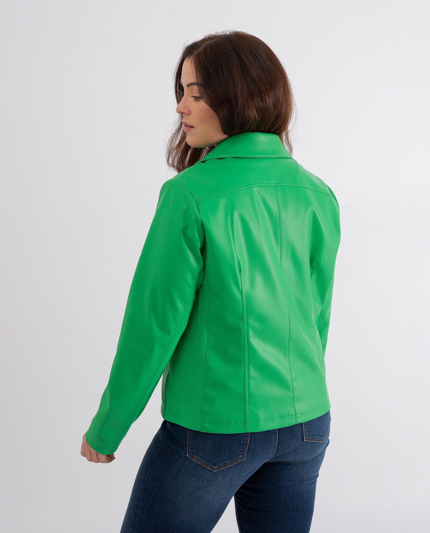 GIACCA IN ECOPELLE VERDE CON REVERS
