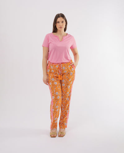 PINK EMBROIDERY AND PRINTED MIXED PAJAMERO