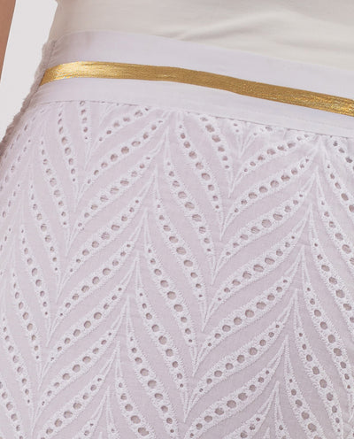 WHITE SWISS EMBROIDERED SHORTS