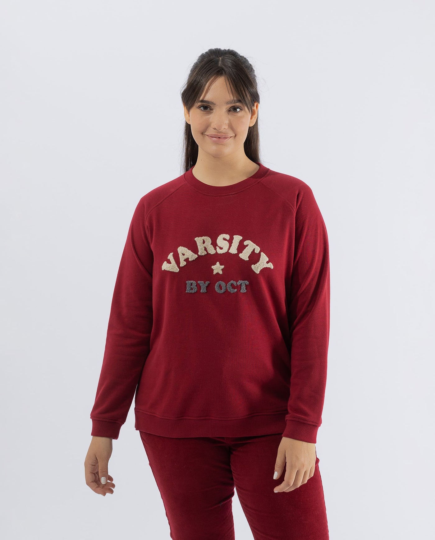 CHERRY TEXT EMBROIDERY SWEATSHIRT