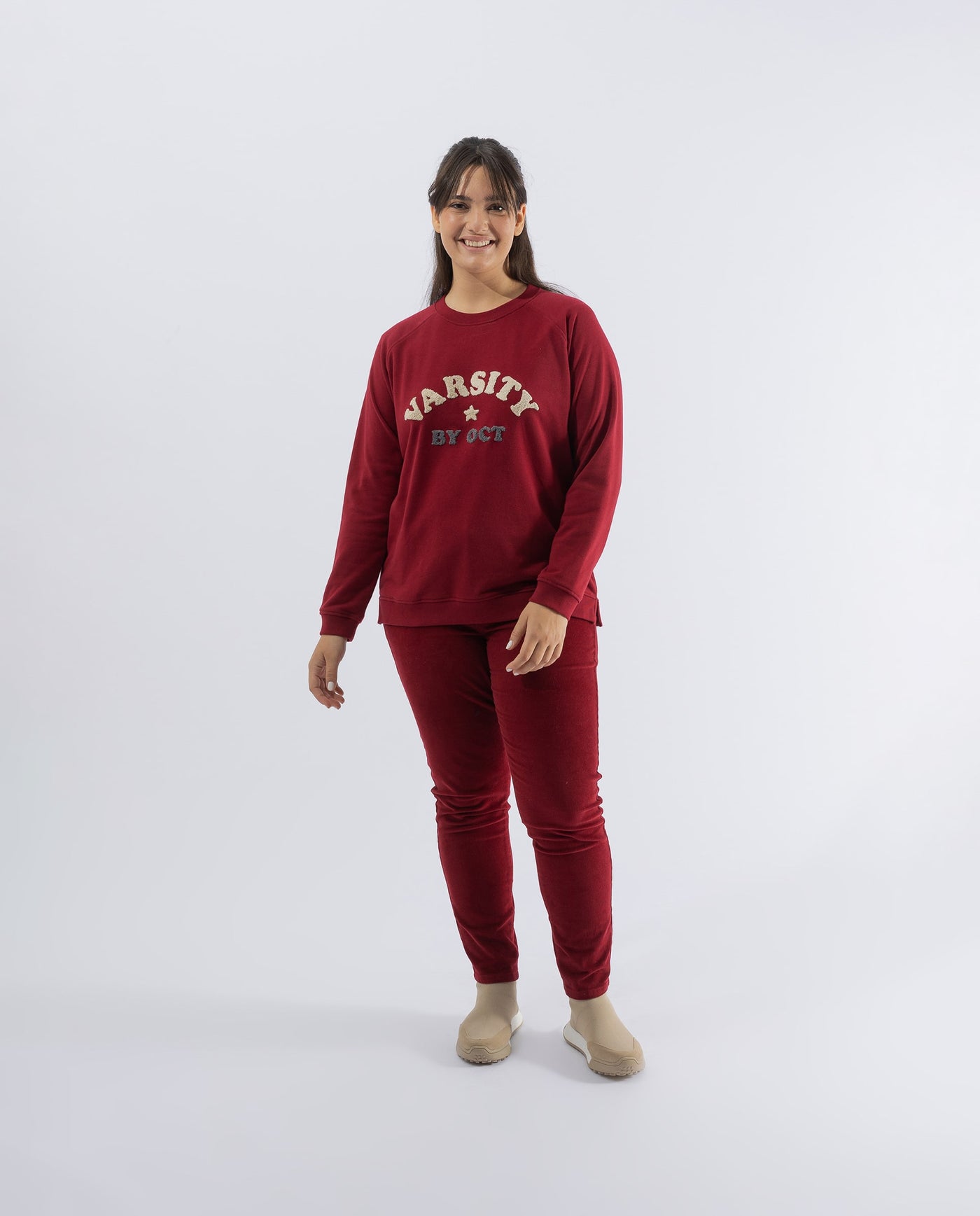 CHERRY TEXT EMBROIDERY SWEATSHIRT