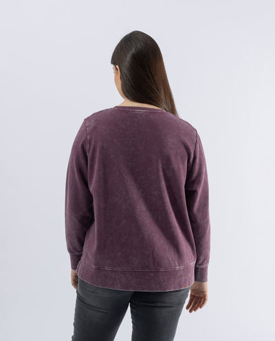 SNOW WASHED SWEATSHIRT WITH EGGPLANT STRASS WINGS