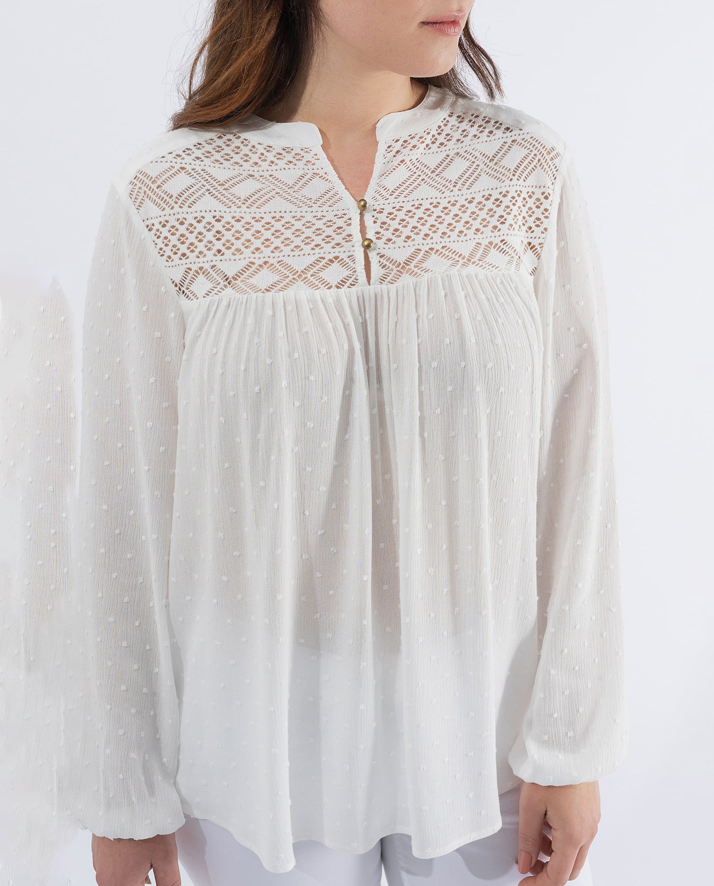 BLUSA APERTURA MANDORLA PLUMETI CANESU