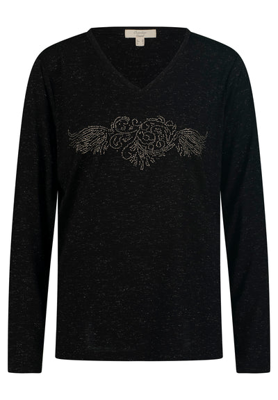 LUREX THREAD T-SHIRT WITH WINGS AND BLACK HEART