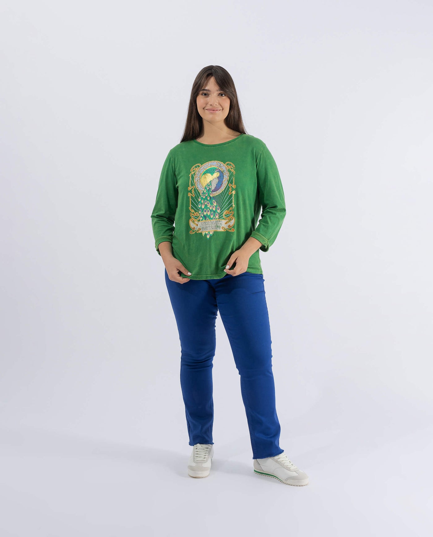 GREEN PEACOCK WASHED T-SHIRT