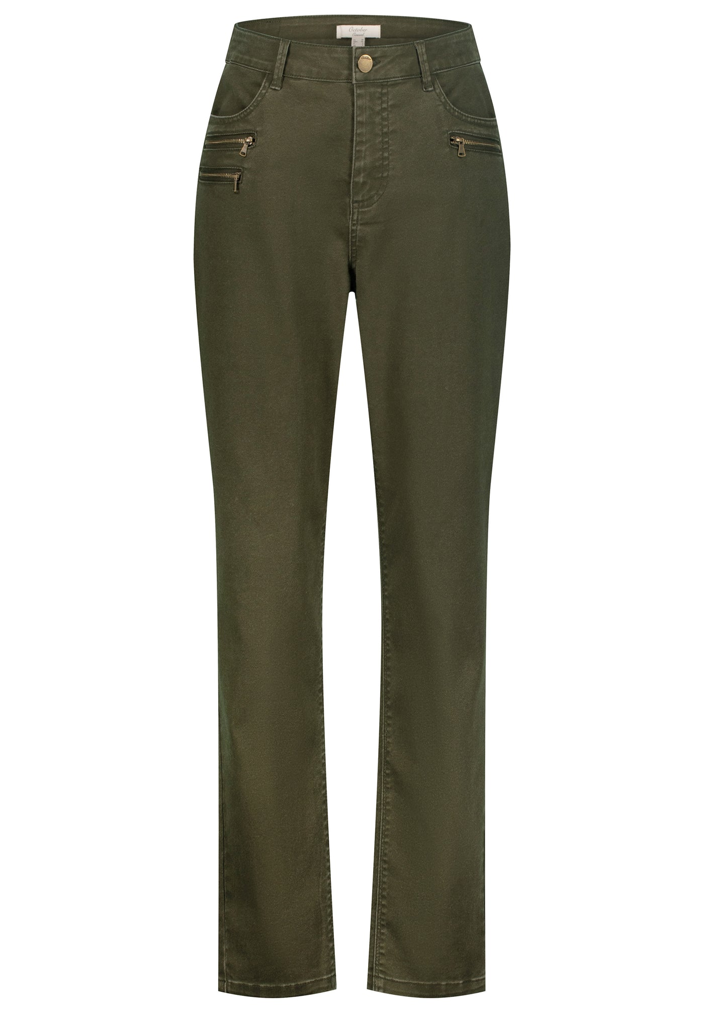 PANTS WITH 5 POCKETS WITH DECORATIVE ZIPPERS KHAKI