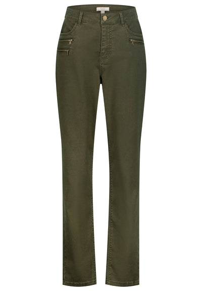 PANTS WITH 5 POCKETS WITH DECORATIVE ZIPPERS KHAKI