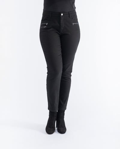 PANTS WITH 5 POCKETS WITH DECORATIVE ZIPPERS BLACK