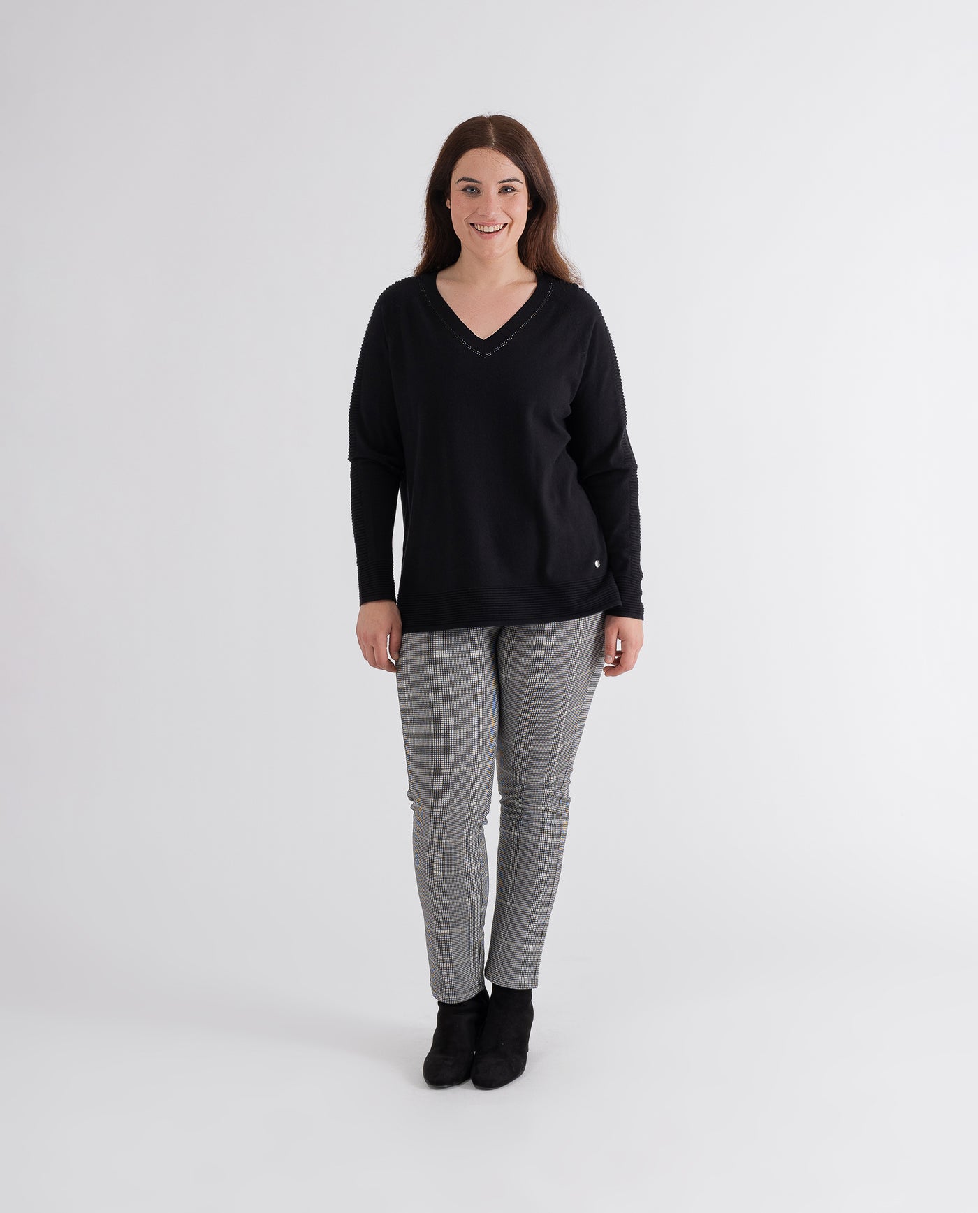 JACQUARD LEGGINGS WITH DECORATIVE BUTTONS BLACK