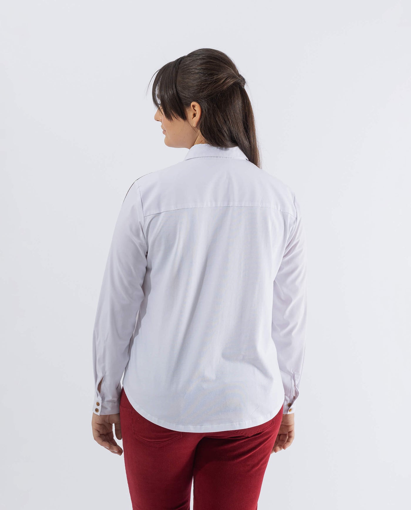 POPLIN BLOUSE WITH WHITE CONTRAST RIBBON