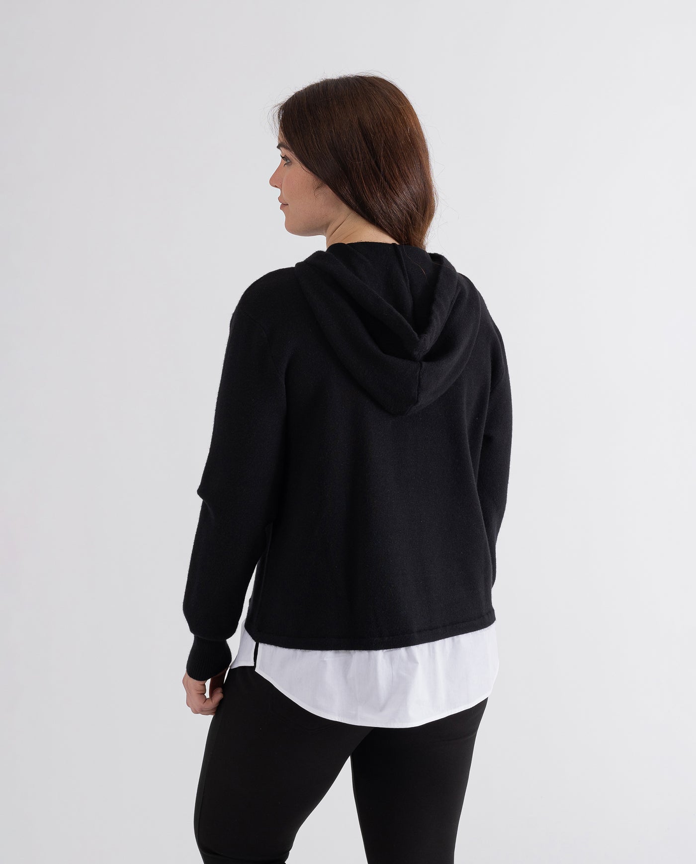 KNIT SWEATSHIRT WITH STRASS RIBBONS AND BLACK SKIRT