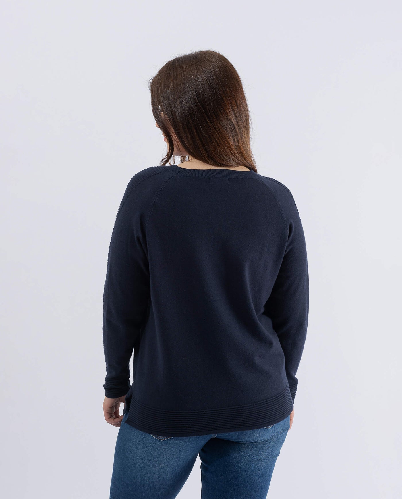 SWEATER WITH BARCA NECK STRASS AND OTTOMAN DARK BLUE