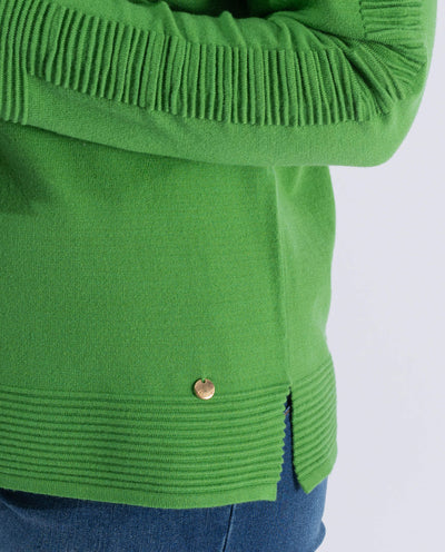 BARCA NECK SWEATER WITH STRASS AND GREEN OTTOMAN