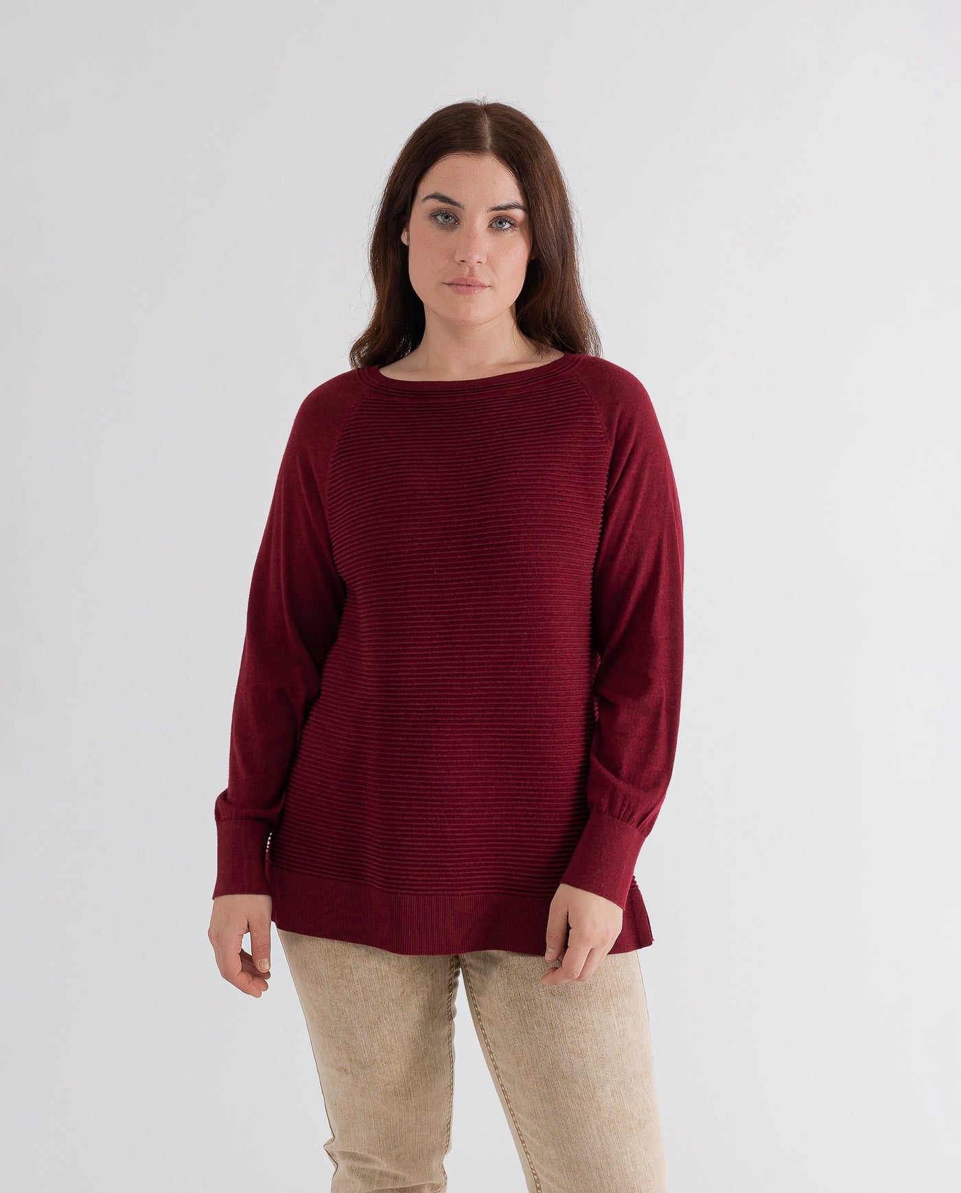 OTTOMAN SWEATER WITH SIDE OPENINGS CHERRY