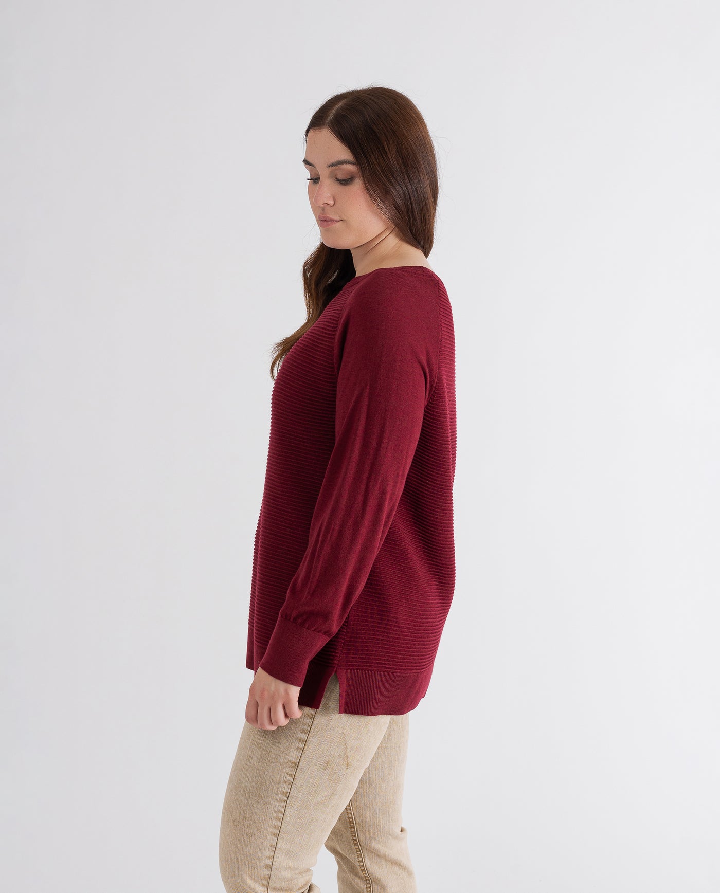 OTTOMAN SWEATER WITH SIDE OPENINGS CHERRY