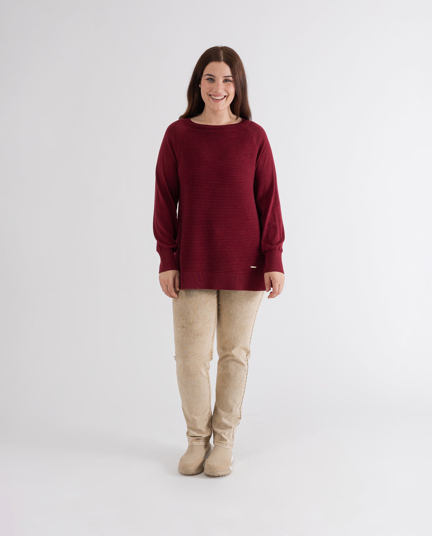OTTOMAN SWEATER WITH SIDE OPENINGS CHERRY