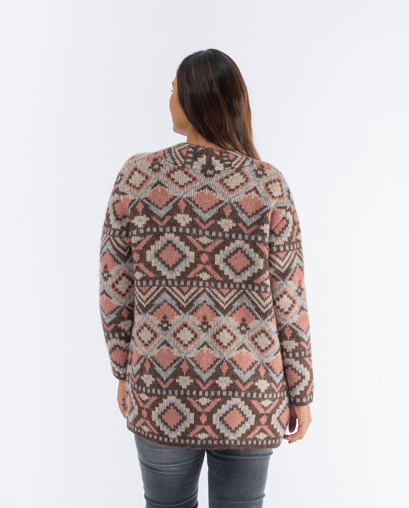 STONE ETHNIC JACQUARD CARDIGAN