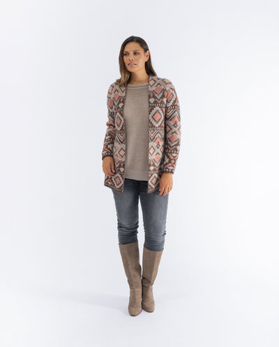 STONE ETHNIC JACQUARD CARDIGAN