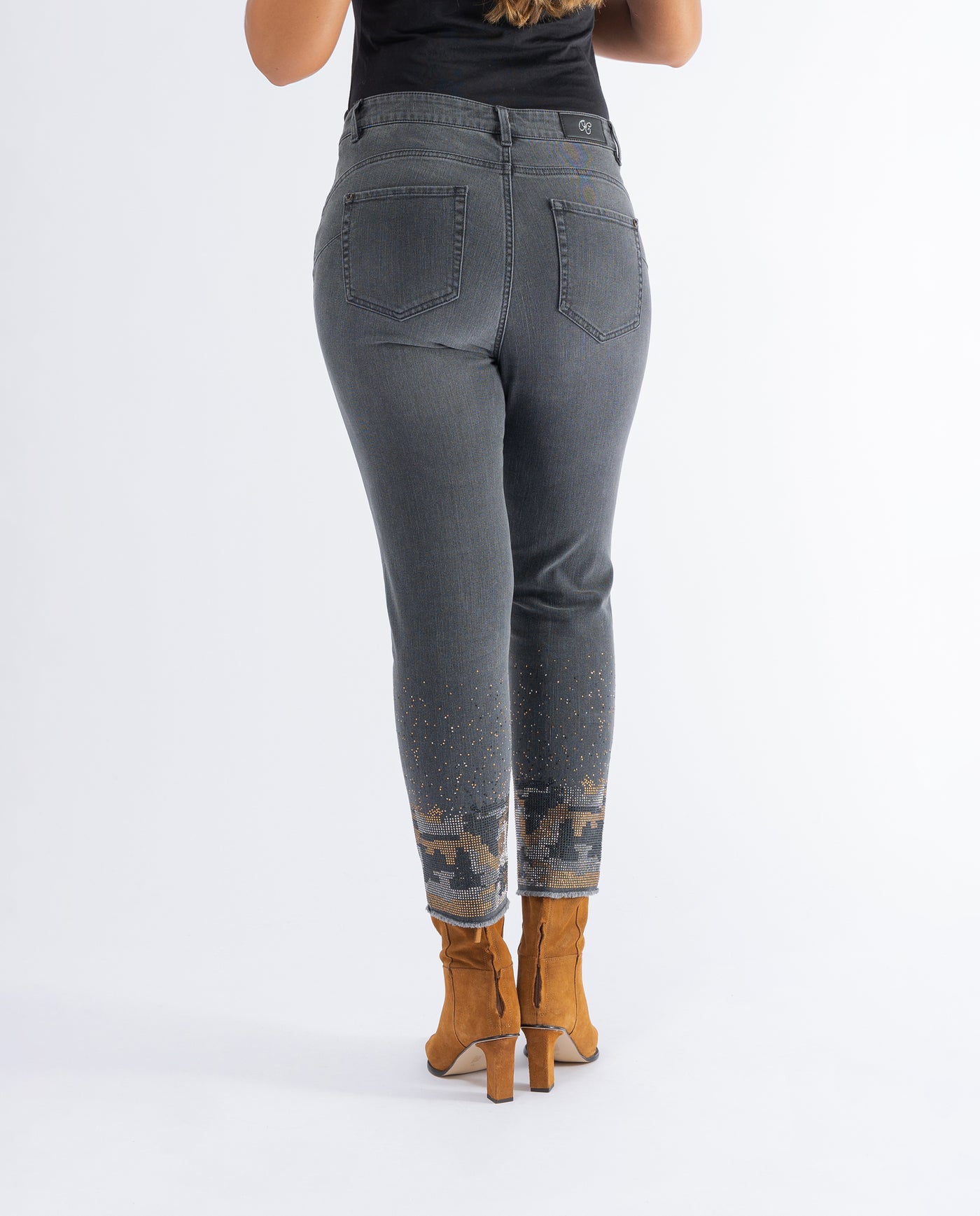 JEANS WITH GRAY CAMOUFLAGE STRASS LOWER