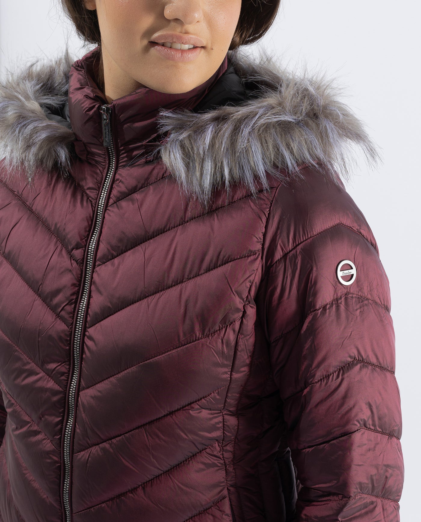 PARKA WITH FUR IN MAROON HOOD