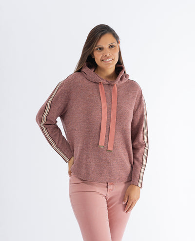 KNITTED SWEATSHIRT WITH LUREX RIBBON ARMS PINK