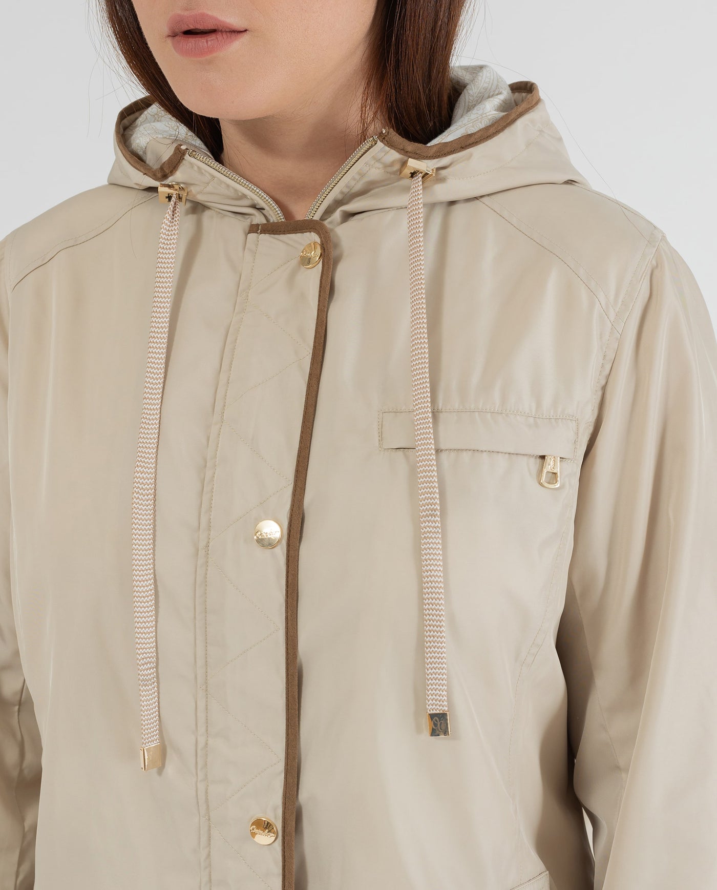 PARKA CON DETTAGLI RIGATI BEIGE