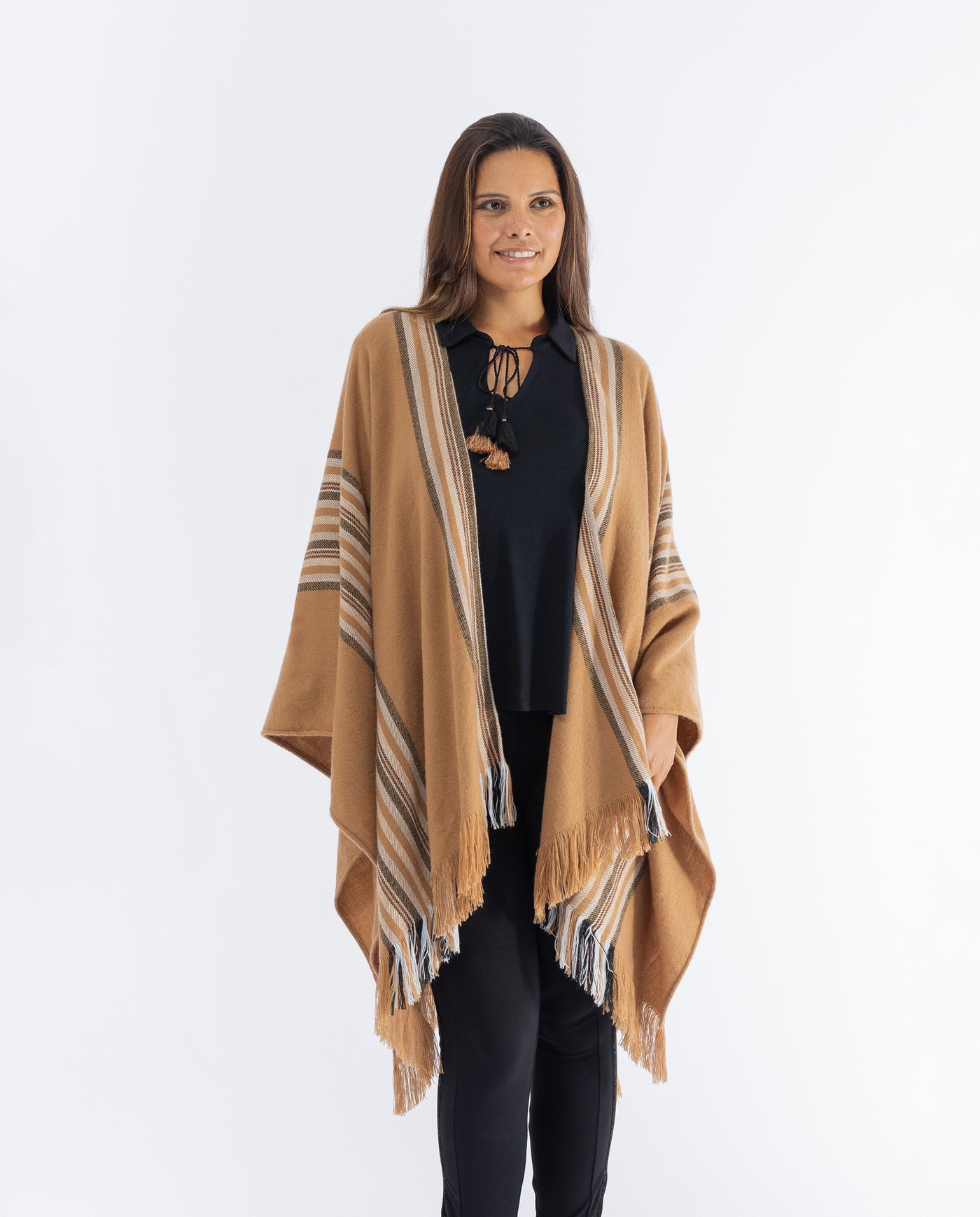 STONE STRIPED PONCHO