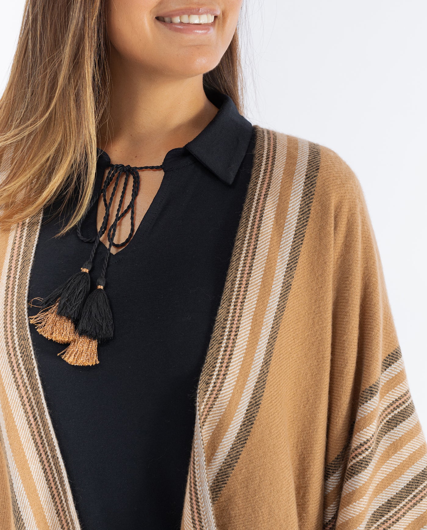 STONE STRIPED PONCHO