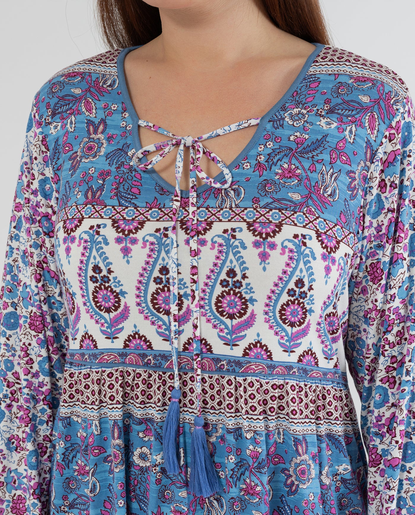 CAMICETTA BOHO FIORE BLU