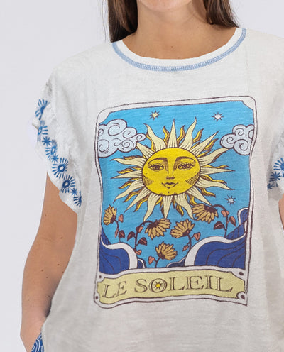 CAMISETA SOL POSICIONAL ESTAMPADO  BLANCO