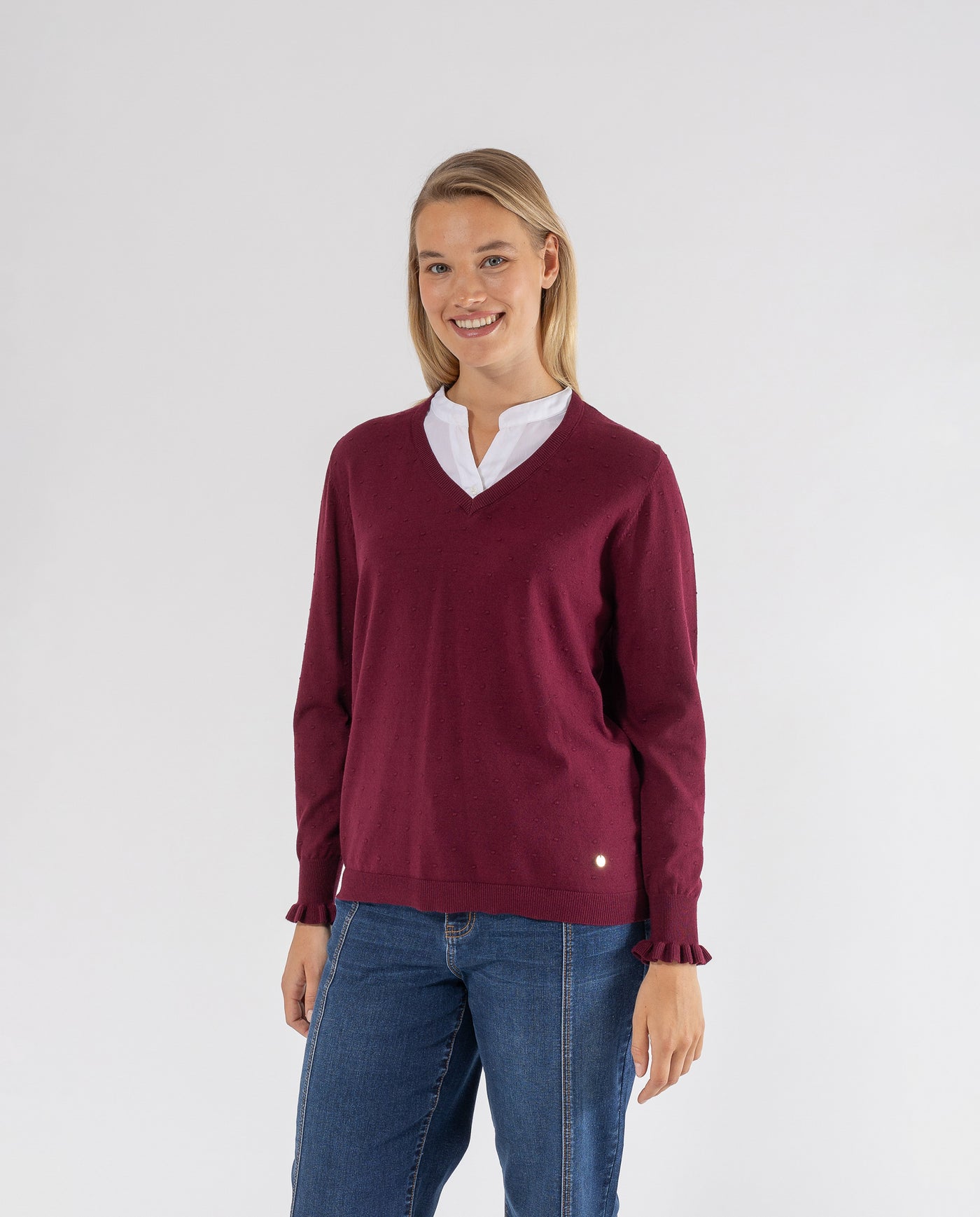 MAGLIA CON COLLO A CAMICIA MARRONE