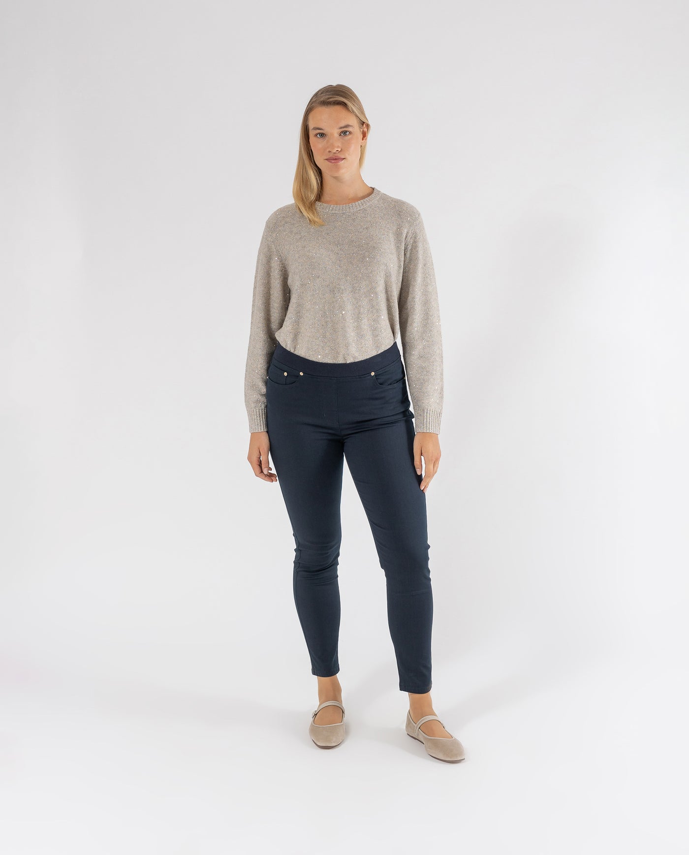 DARK BLUE WASHED EFFECT COLOR LEGGINGS