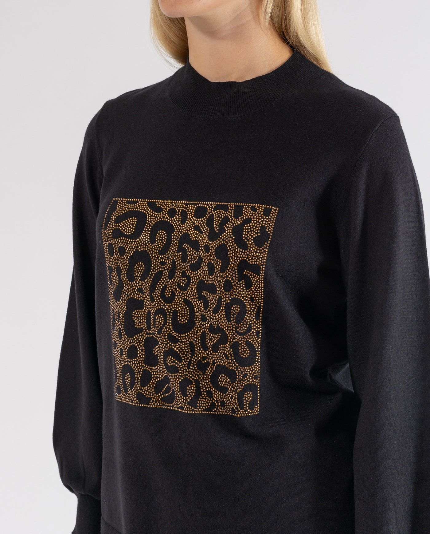 MAGLIA STAMPA ANIMALIER CON Strass NERI