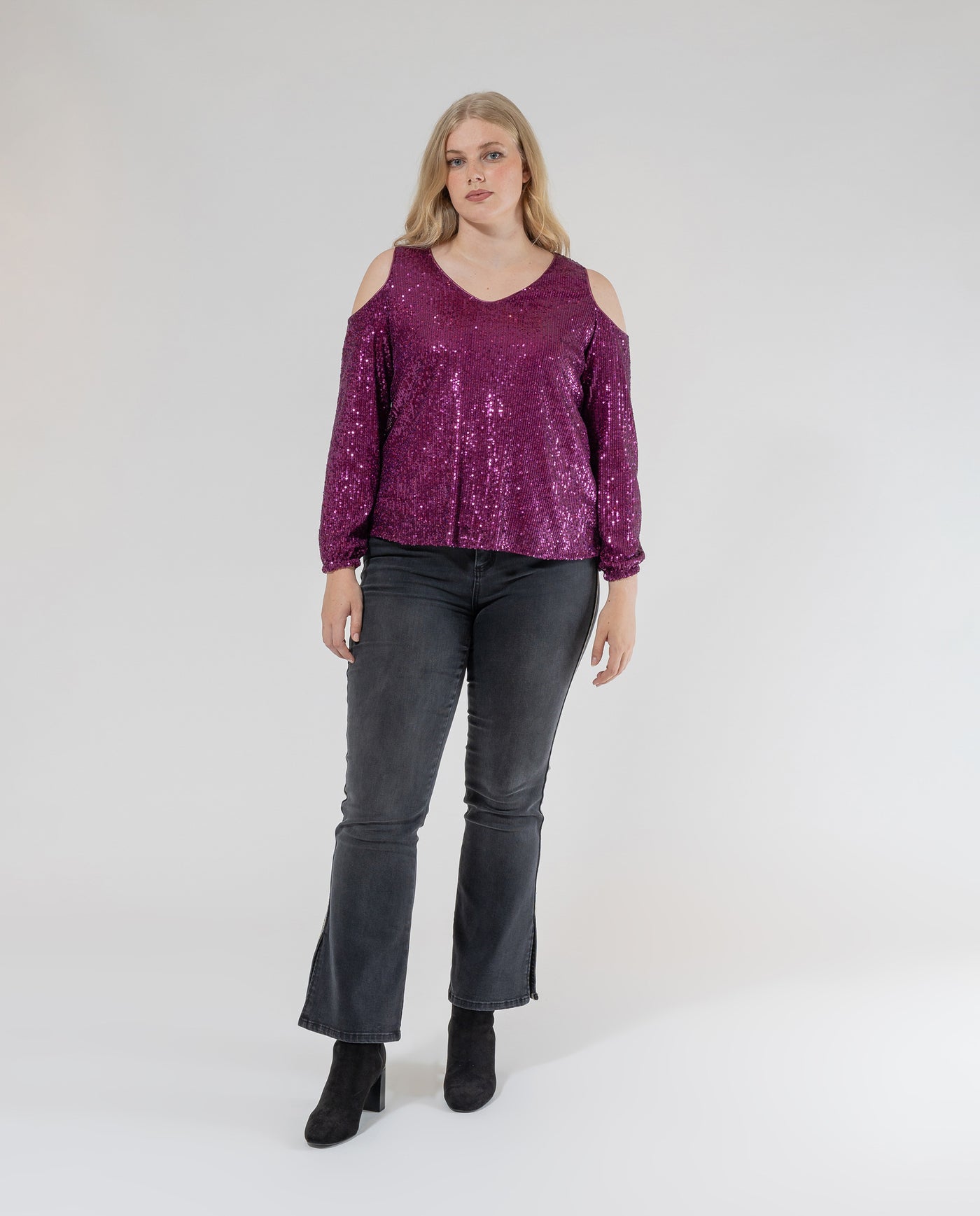 magenta sequin top