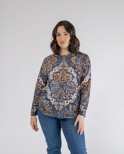 JERSEY ESTAMPADO BOHO POSICIONAL  AZUL