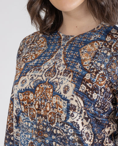 JERSEY ESTAMPADO BOHO POSICIONAL  AZUL