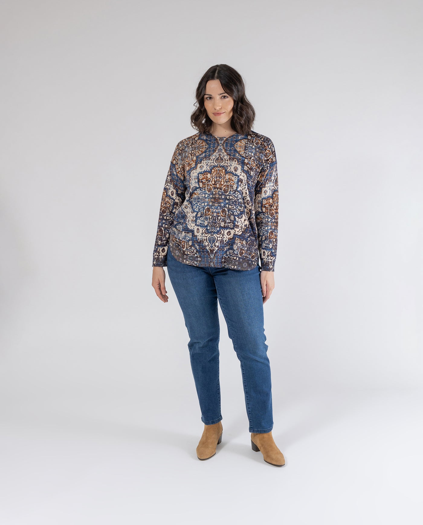 JERSEY ESTAMPADO BOHO POSICIONAL  AZUL