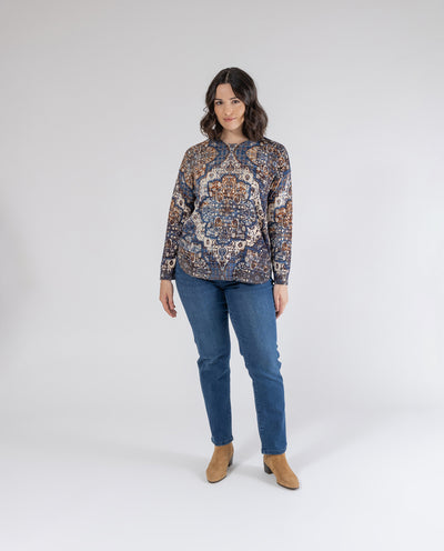 JERSEY ESTAMPADO BOHO POSICIONAL  AZUL