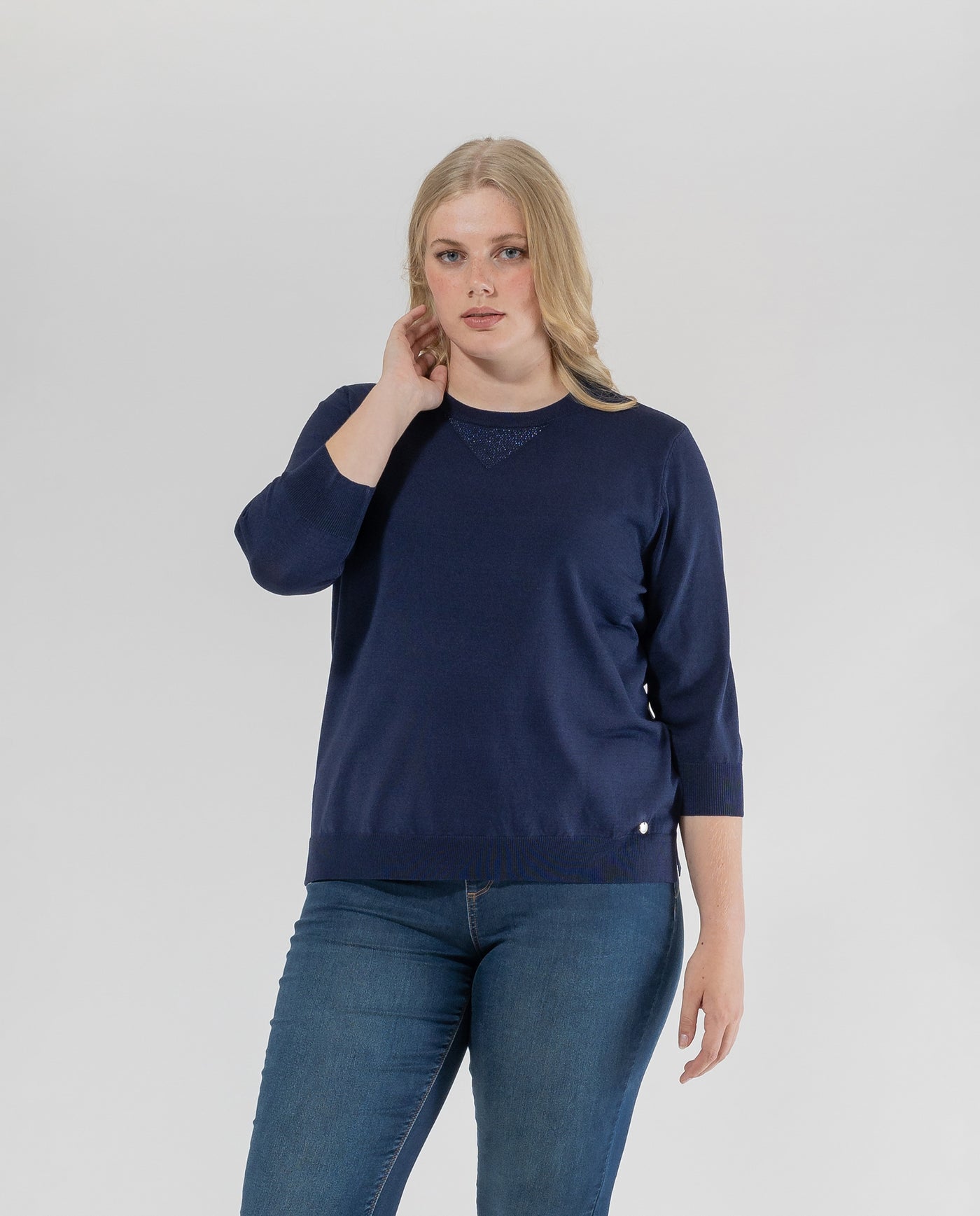 ROUND NECK THREE-QUARTER SLEEVE JERSEY BLUE
