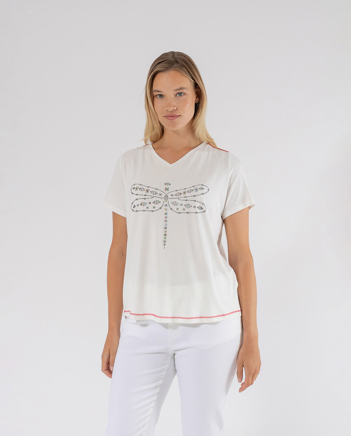 CAMISETA ESTAMPADO POSICIONAL LIBELULA CRUDO