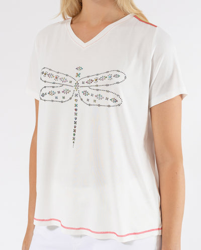 CAMISETA ESTAMPADO POSICIONAL LIBELULA CRUDO