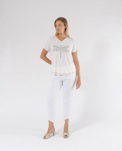 CAMISETA ESTAMPADO POSICIONAL LIBELULA CRUDO