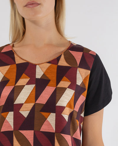 CAMISETA CUELLO PICO Y MANGA TULIPAN NEGRO