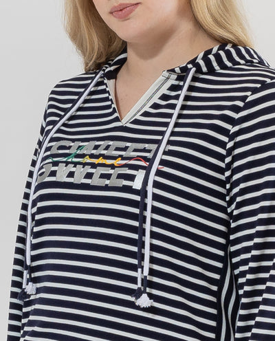 DARK BLUE STRIPED HOODIE