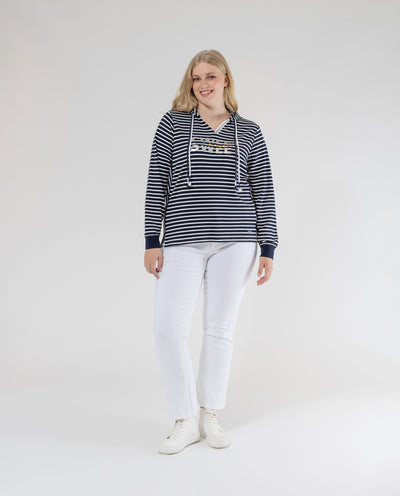 DARK BLUE STRIPED HOODIE