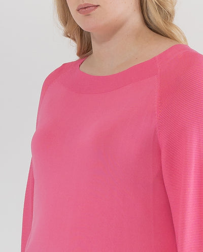 JERSEY CUELLO BARCO Y MANGA TRES CUARTOS ROSA