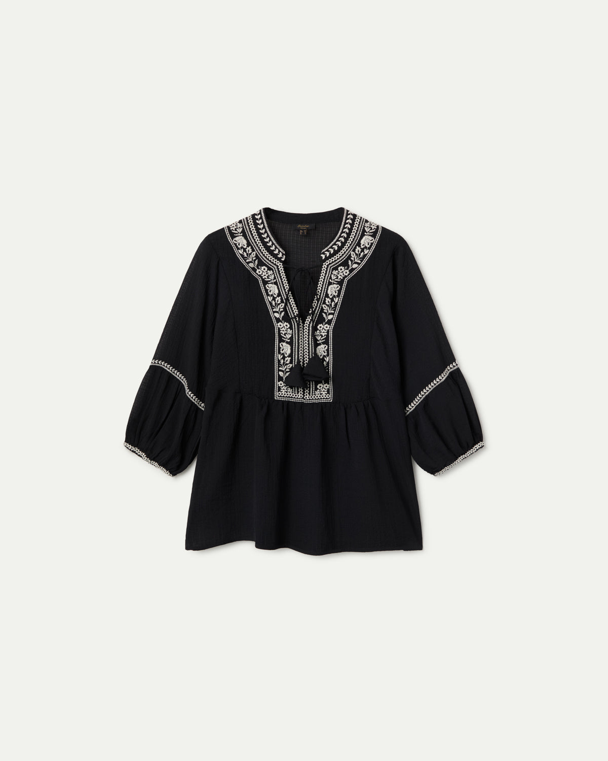 BLUSA CUELLO MAO MANGA TRES CUARTOS NEGRO