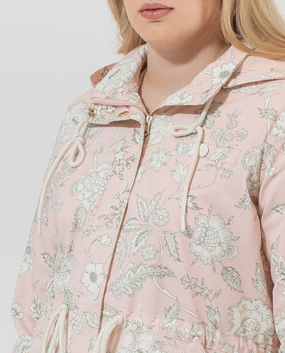 PARKA ESTAMPADA CUELLO ALTO Y CAPUCHA DESMONTABLE BEIGE