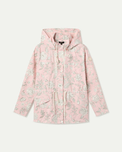 PARKA ESTAMPADA CUELLO ALTO Y CAPUCHA DESMONTABLE BEIGE